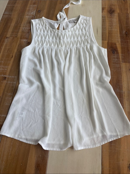 LOFT Tops - LOFT White Smocked Yoke Tie-Back Sleeveless Camisole